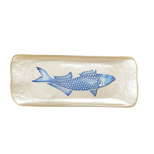 Rectangular vanilla mold with blue fish, 31 x 12.5 x 2.5 cm