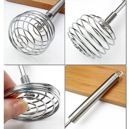 Manual Eggbeater Stainless Steel Spring Whisk Egg Beater Milk Blender For Blending Whisking Beating Stirring