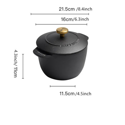 Reisauflauf Gusseisen-Reiskocher 16 cm schwarzer Dutch Oven Eintopf zum Kochen von Reis und Backen Kochutensilien 1,5 Quart