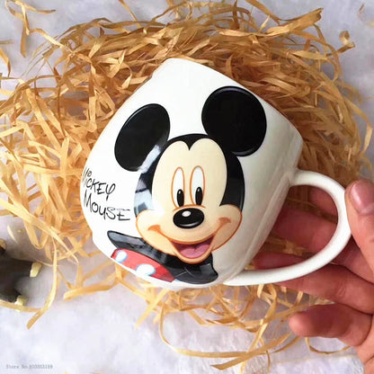 Disney Mickey Mouse Minnie Mouse Coffee Mugs Cute Cartoon Donald Milk Mugs Creative Fashion Mugs Handle Kids Water Cup 300ML