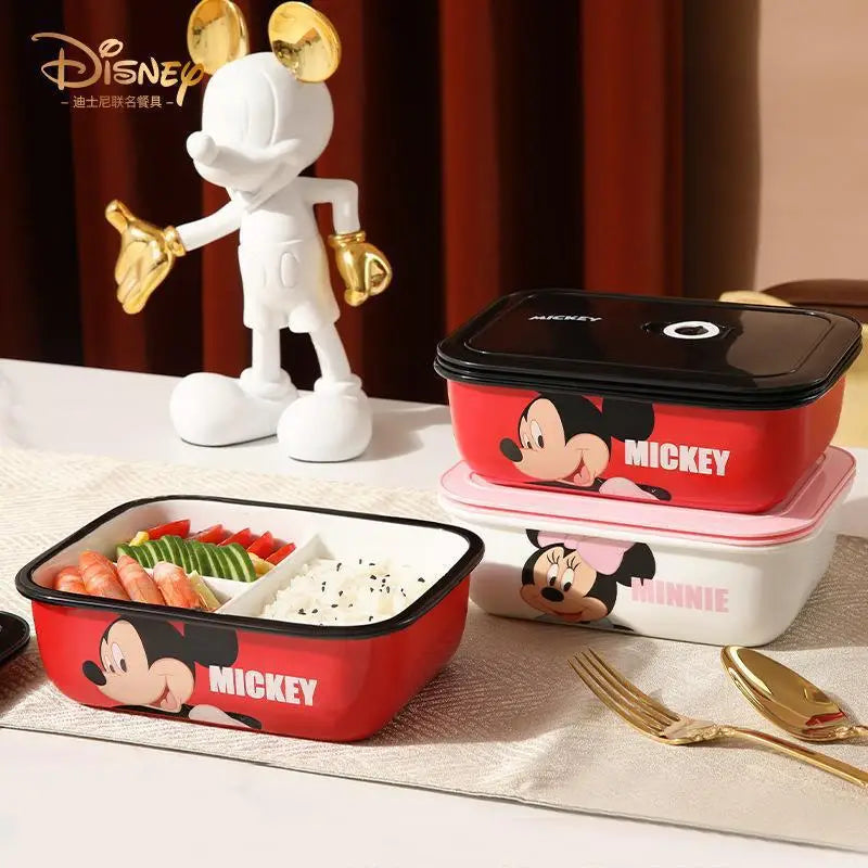 Disney Mickey Mouse Paar Cartoon Geschirr Keramik Lunch Box Mickey Portable isoliert Mittagessen Minnie geteilt Bento Lunch Box