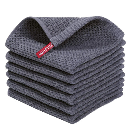 Waffelgewebe Küche Geschirrtücher, 100% Baumwolle, ultra weich, saugfähig, schnell trocknende Handtücher, 13x13 Zoll, 6 Pack