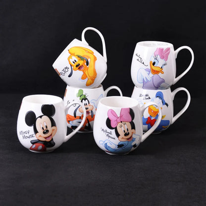 Disney Mickey Mouse Minnie Mouse Coffee Mugs Cute Cartoon Donald Milk Mugs Creative Fashion Mugs Handle Kids Water Cup 300ML