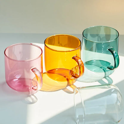 Hitzebeständiges Glas Bunte Kaffeegläser mit Henkel Haushalt Milch Frühstück Tasse Nordic Modern Mug Trinkgläser