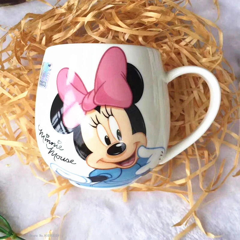 Disney Mickey Mouse Minnie Mouse Goofy Kaffeebecher Niedlich Cartoon Donald Milchbecher Mode Becher Griff Kinder Wasser Cup 300 ML