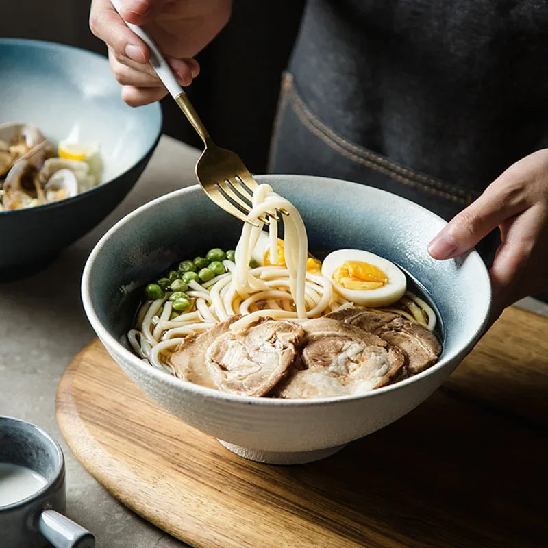 Japanische Keramikschüssel 8inch Ramen Einzelne Nudel Haushalt Salatschüssel groß Kreative Besondere Restaurant Geschirr