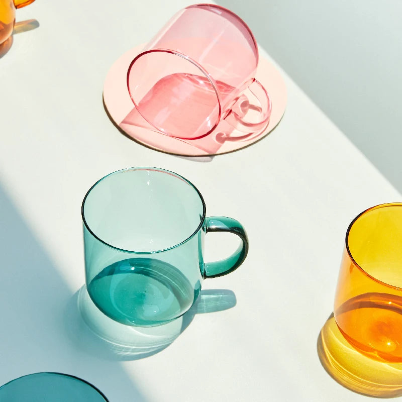 Hitzebeständiges Glas Bunte Kaffeegläser mit Henkel Haushalt Milch Frühstück Tasse Nordic Modern Mug Trinkgläser