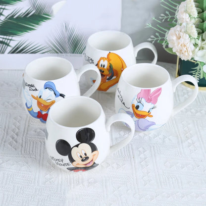 Disney Mickey Mouse Minnie Mouse Goofy Kaffeebecher Niedlich Cartoon Donald Milchbecher Mode Becher Griff Kinder Wasser Cup 300 ML