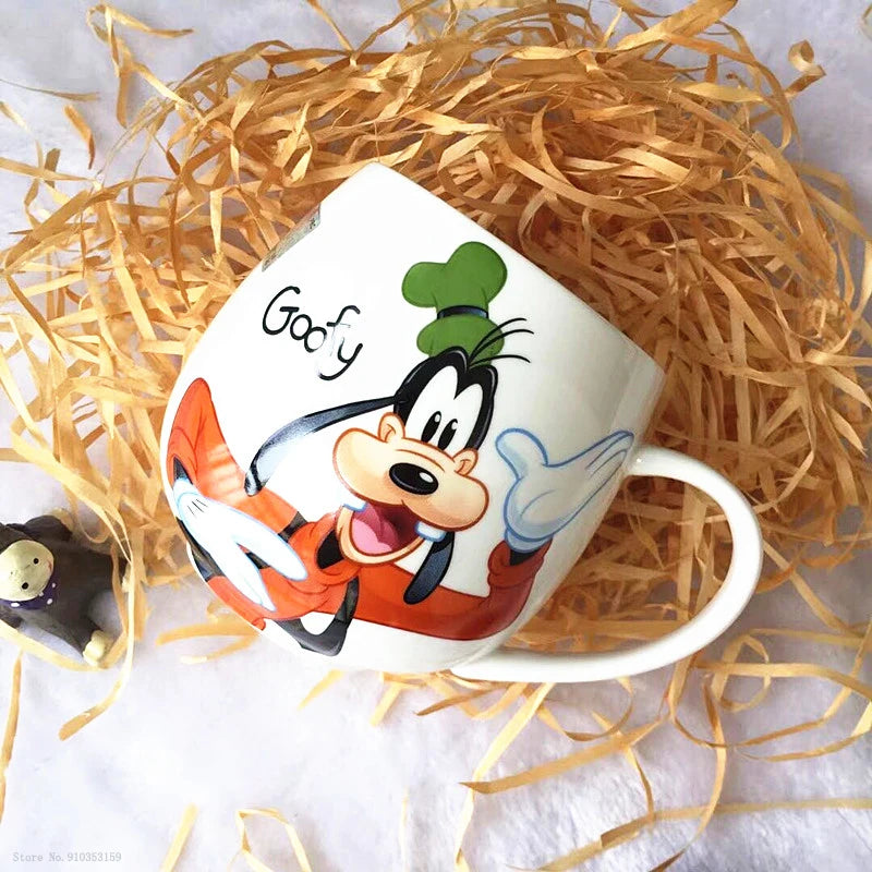 Disney Mickey Mouse Minnie Mouse Goofy Kaffeebecher Niedlich Cartoon Donald Milchbecher Mode Becher Griff Kinder Wasser Cup 300 ML