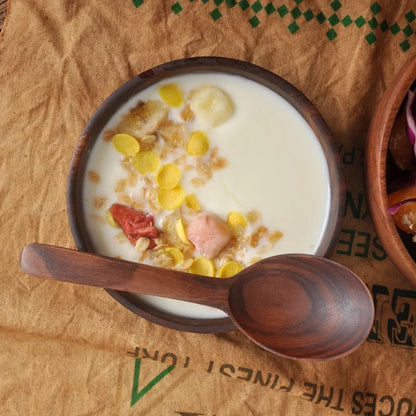 Akazienholz Größe Massivholz Schüssel Japanische Kinder Anti-Verbrühung Holzschale Ganzes Holz Suppe Obst Salat Schüssel Set