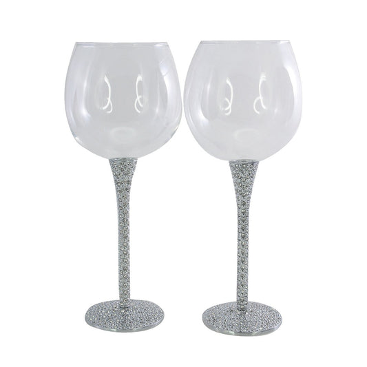 SET OF 2 BLING WINE GLASSES