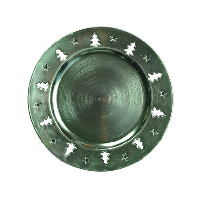 Brillanter grüner Teller mit Tannenbaum