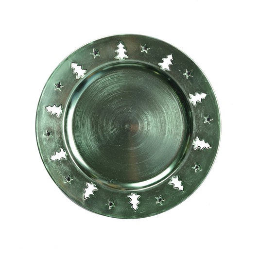 Brillanter grüner Teller mit Tannenbaum