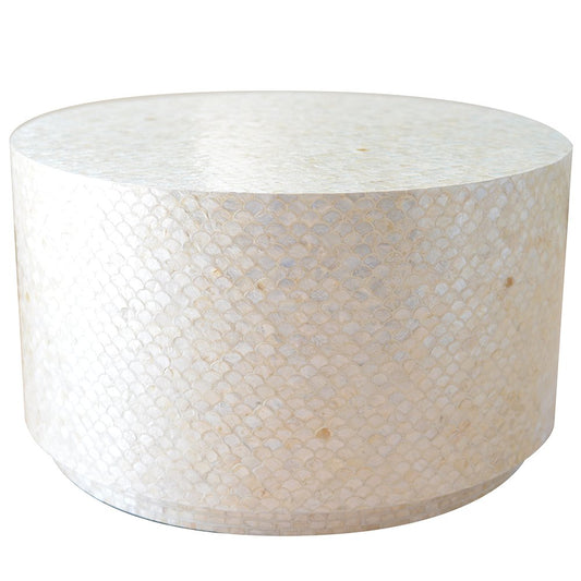 TISCH BASSE BLANCHE NACREE 76X76X44CM