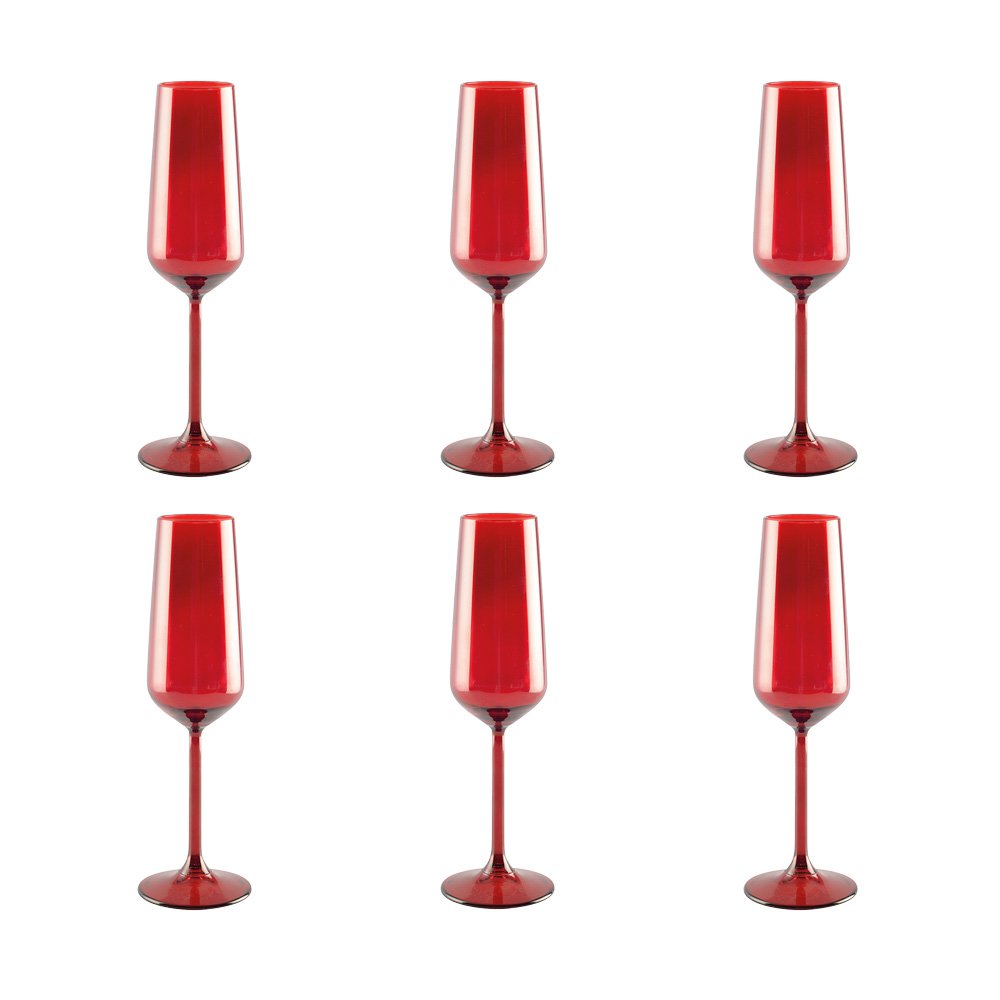 Red Champagne Flutes - Lot 6