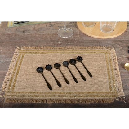 Black various flower spoons - lot of 6