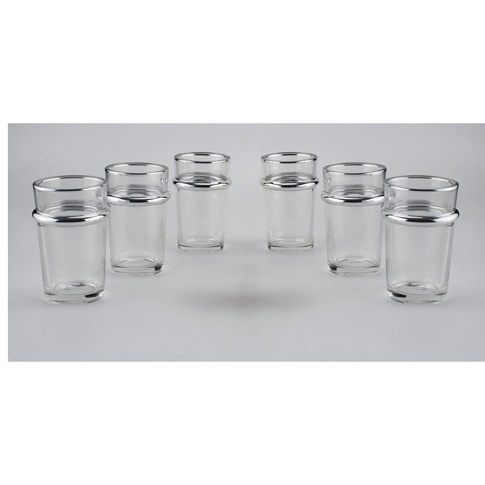 Teetassen aus Glas mit silbernem Rand, 175 ml – 6er-Set