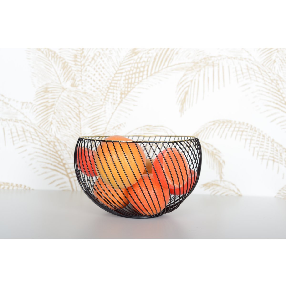 Black Fruit Basket Border Doree 22.5x22.5x14.5 cm