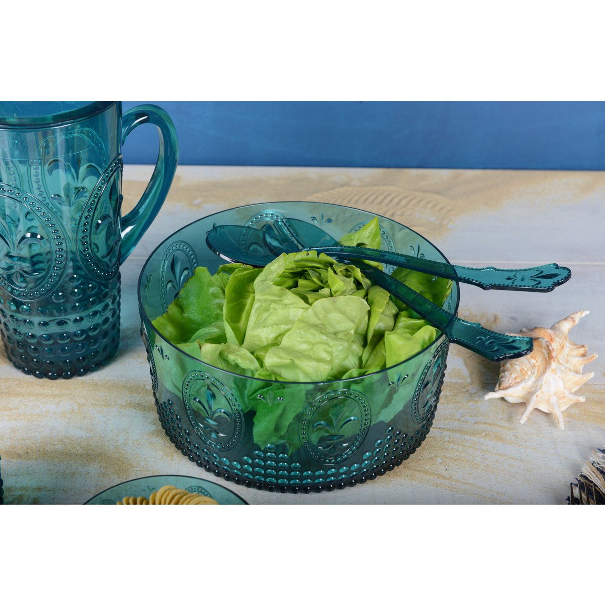 Salad bowl 26 cm acrylic turquoise