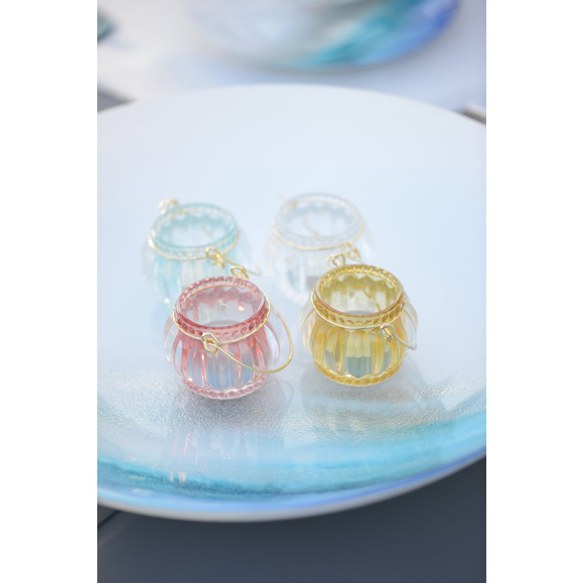MINI-KERZENHALTER MIT GOLDENEM GRIFF - SET MIT 4 SORTIERTEN FARBEN