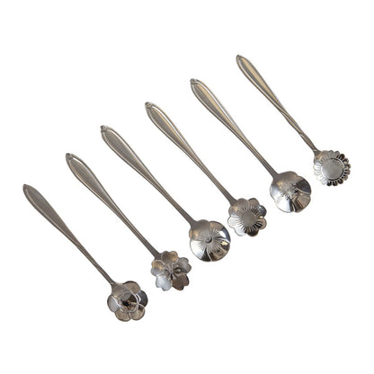 SORTIERTE BLUMENKUCHENLÖFFEL SILBER - 6ER-SET