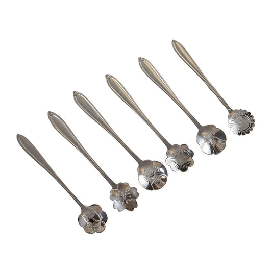 SORTIERTE BLUMENKUCHENLÖFFEL SILBER - 6ER-SET