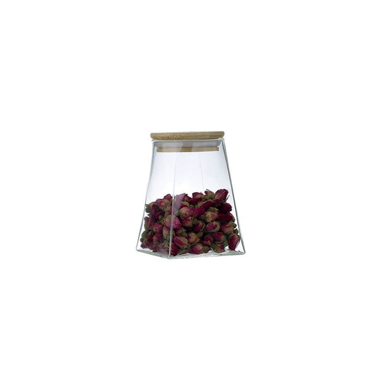 POT TRIANGULAR AVEC COUVERCLE EN BOIS 740ML
