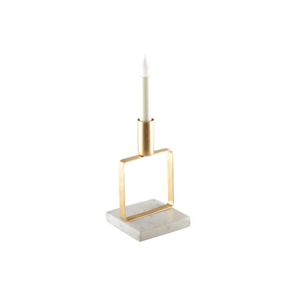 SQUARE GOLDEN CANDLEHOLDER MARBLE HOLDER H. 17 CM