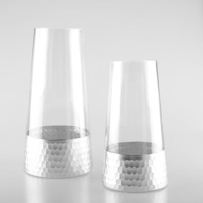 Transparente und silberne konische Vase H22CM