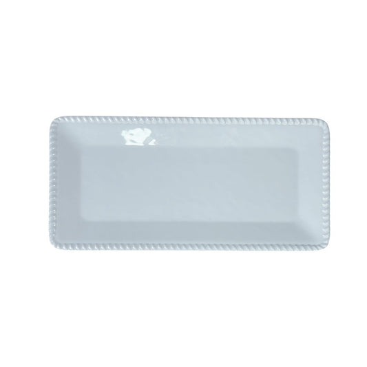 Rectangular white melamine tray with rope edge, 43.5 x 21 x 2.5 cm